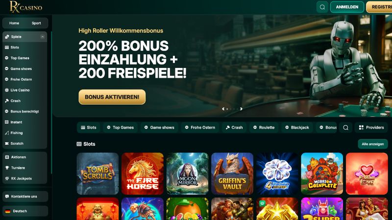 RX Casino Screenshot Plattform